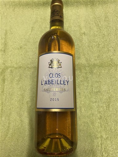 Bordeaux Sauternes Clos l'Abeilley 2015