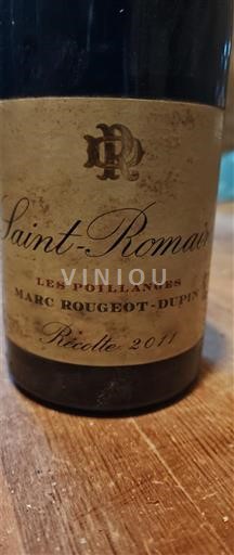 Bourgogne Saint-Romain Marc Rougeot-Dupin Les Poillanges 2011