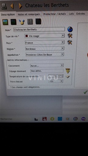 Bordeaux Blaye Château Les Berthets 2002