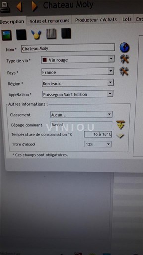 Bordéus Puisseguin-saint-émilion Château Moly 2000