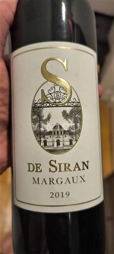 Bordeaux Margaux Château Siran S de Siran 2019