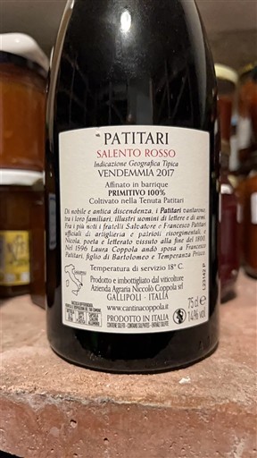 Pouilles Cantina Coppola Patitari 2017