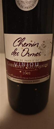 Languedoc y Rosellón País de Oc Chemin des Ormes Cabernet Sauvignon 2008