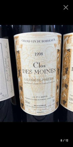 Bordeaux Lalande-de-pomerol Clos des Moines 1998