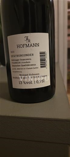 Franken Weingut Hofmann Erlanger Feuerstein 2021