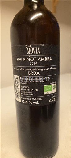 Primorska Goriška Brda Movia Sivi Pinot Ambra 2019