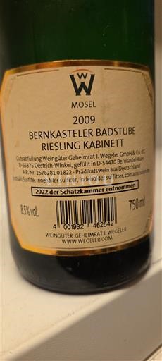 Mosel Không được chỉ định Weingut Wegeler Riesling Kabinett 2009