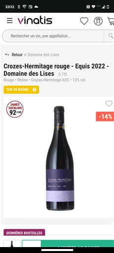 Rhône Valley Crozes-Hermitage Domaine Des Lises Equis 2022