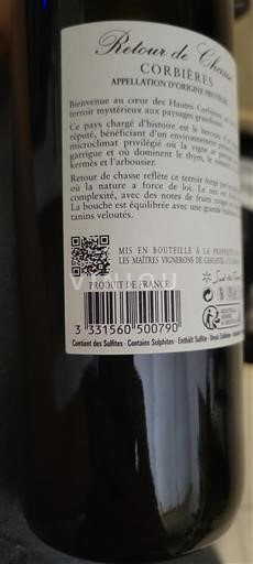 Languedoc Corbières Les Maîtres Vignerons de Cascastel Retour de Chasse 2017