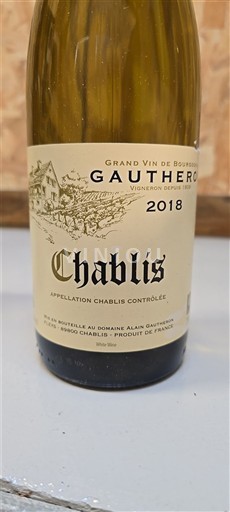 Burgundy Chablis Domaine Alain Gautheron 2018