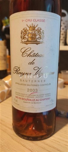 Bordeaux Sauternes 1er Cru Classé Château Rayne Vigneau 2003