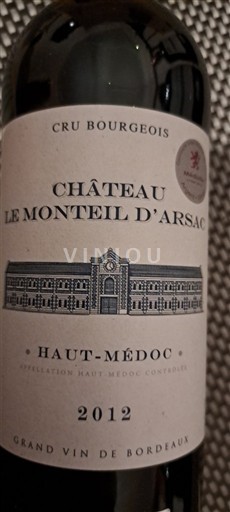 Bordeaux Haut-Médoc Cru Bourgeois Château Le Monteil Arsac 2012