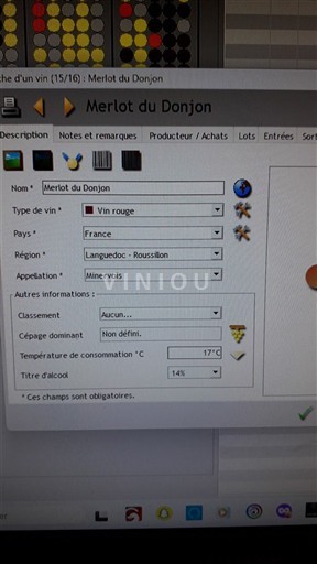 Languedoc Minervois Merlot du Donjon 2002