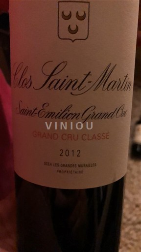 Bordeaux Saint-Émilion Grand Cru Grand Cru Classé Clos Saint-Martin 2012