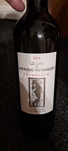 Bordeaux Bordeaux blanc Lafaurie-Peyraguey Le Lys 2014