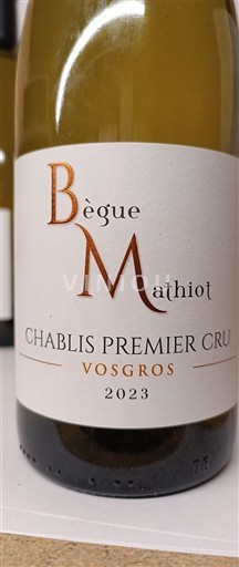 Bourgogne Chablis Premier Cru Domaine Bègue Mathiot Vosgros 2023