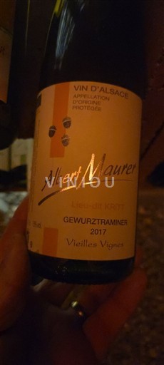 Alsace Không được chỉ định Albert Maurer Lieu-dit Kritt Vieilles Vignes 2017
