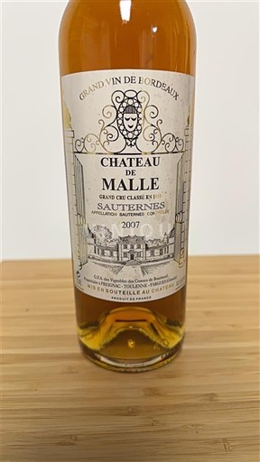 Bordeaux Sauternes Grand Cru Château Malle 2007