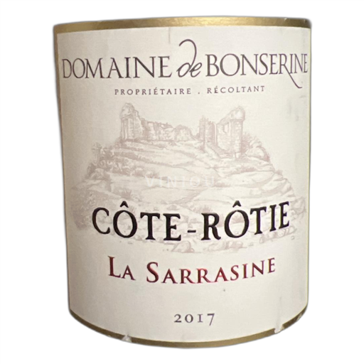 Vale do Ródano Côte-rôtie Domaine de Bonserine La Sarrasine 2017