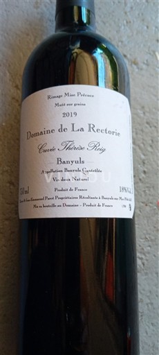 Roussillon Banyuls Domaine La Rectorie Thérèse Reig 2019