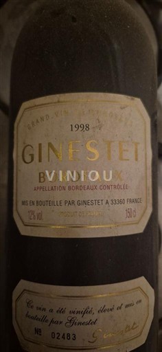 Bordeaux Ginestet 1998