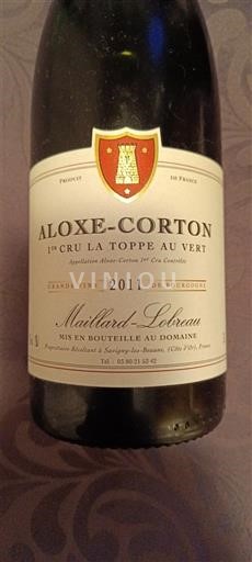 Burgundy Aloxe-Corton Premier Cru Maillard-Lebrun 1er Cru La Toppe au Vert 2011