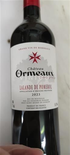 Bordeaux Lalande-de-Pomerol Château Ormeaux Prestige 2023