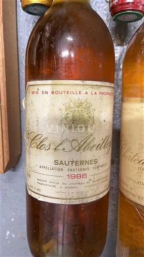 Bordeaux Sauternes Clos l'Abeilley 1986