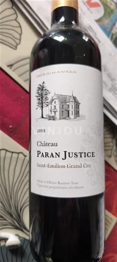 Bordeaux Saint-Émilion Grand Cru Grand Cru Château Paran Justice 2019