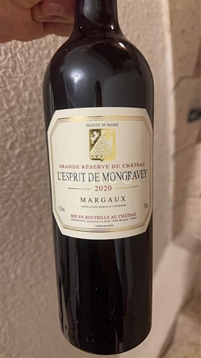 Bordeaux Margaux Château Mongravey Grande Réserve L'Esprit de Mongravey 2020