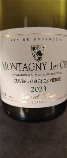 Borgonha Montagny Premier Cru Gérard Boyer Cœur de Pierre 2023