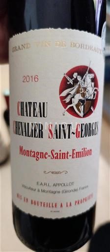 Bordeaux Montagne-saint-émilion Château Chevalier Saint-Georges 2016