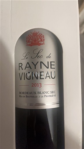 Bordeaux Bordeaux trắng Rayne Vigneau Le Sec de Rayne Vigneau 2013