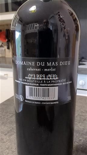 Linguadoca e Rossiglione Paese d'Oc Domaine Mas Dieu cabernet - merlot 2020