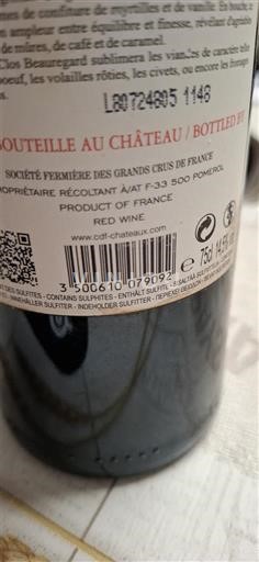 Bordeaux Pomerol Société Fermière des Grands Crus de France 2015
