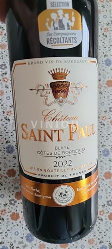 Bordoja Blaye-côtes-de-bordeaux Château Saint Paul 2022