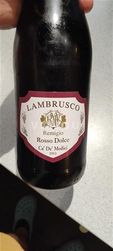 Emilia-Romagna Wines Lambrusco Ca' De' Medici Remigio Rosso Dolce Non-Vintage
