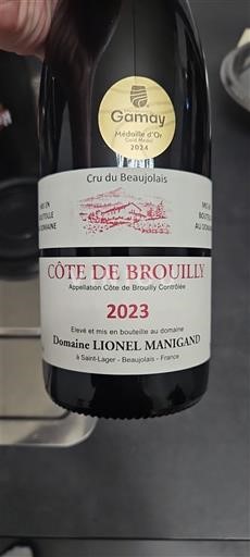 Viner Rouge sec Domaine Lionel Manigand 2023 Frankrike Beaujolais Côte-de-brouilly AOC
