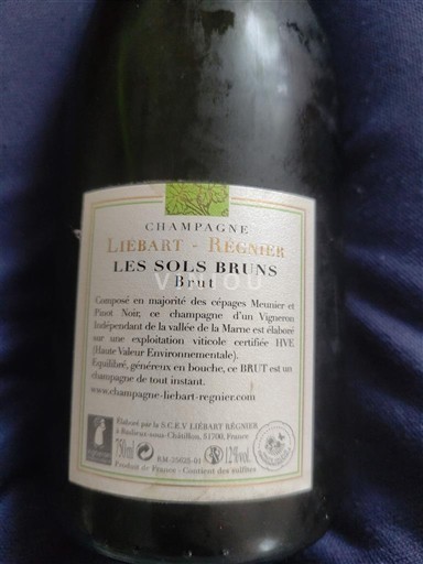 Šampanja Šampanjec Liebart-Régnier Les Sols Bruns Neleten.
