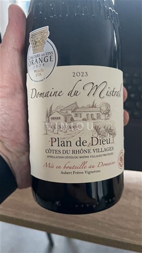 Thung lũng Rhône Không được chỉ định Domaine Mistral Plan de Dieu 2023