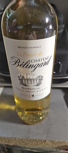 Sydväst Monbazillac Château Bélingard Le Plaisir de 2016