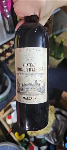 Bordeaux Margaux Grand Cru Classé Château Marquis Alesme 2012
