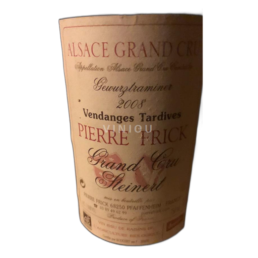 Alsace Gewurztraminer Vendanges Tardives Domaine Pierre Frick Grand Cru Steinert 2008
