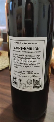 Bordeaux Saint-Émilion Earl Pestoury Ikke årgangsbestemt