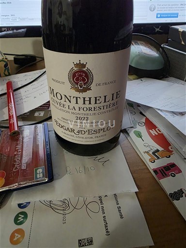 Bourgogne Monthélie Edgar Esplois La Forestière 2022