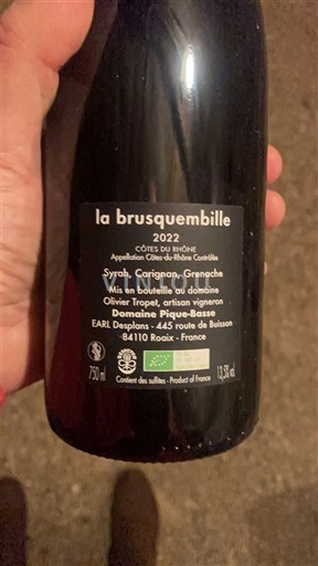 Valle del Ródano Côtes del Ródano Domaine Pique-Basse La Brusquembille 2022