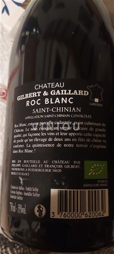 Langvedok Saint-Chinian Gilbert & Gaillard Roc Blanc 2022