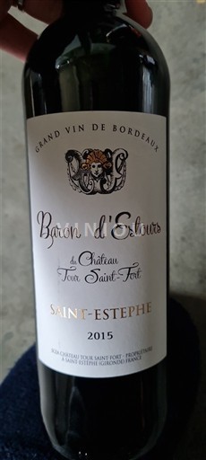 Bordeaux Saint-Estèphe Château Tour Saint Fort Baron d'Estours 2015