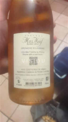 Vale do Ródano Costières de Nîmes Château Mas Neuf Grenache Roussanne 2014