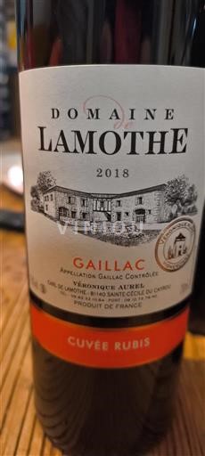 Tây Nam Gaillac Domaine Lamothe Rubis 2018